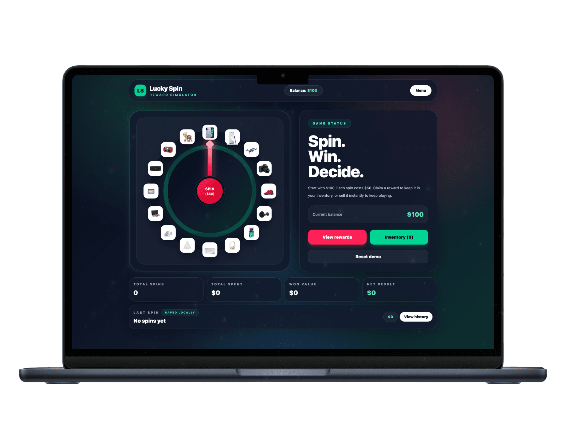 Lucky Spin desktop mockup